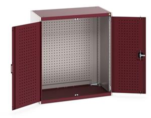 40021197.** cubio cupboard with perfo doors, full perfo backpanel. WxDxH: 1050x650x1200mm. RAL 7035/5010 or selected